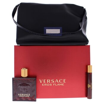 Versace Eros Flame by Versace for Men - 3 Pc Gift Set 3.4oz EDP Spray, 0.3oz EDP Spray, Trousse Man 3 Pc Gift Set