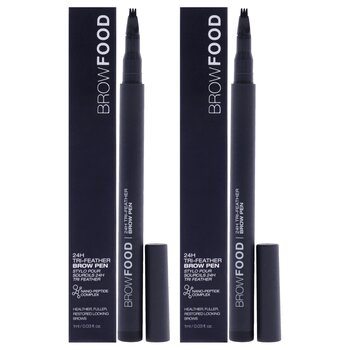LashFood BrowFood 24H Tri Feather - Charcoal by LashFood for Women - 0.03 oz Eyebrow Pencil - Pack of 2 0.03 oz