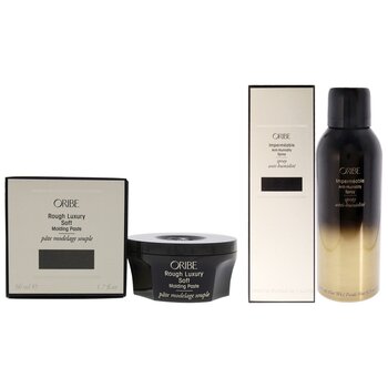 Oribe Rough Luxury Soft Molding Paste and Impermeable Anti-Humidity Spray Kit by Oribe for Unisex - 2 Pc Kit 1.7oz Cream, 5.5o 2 Pc Kit