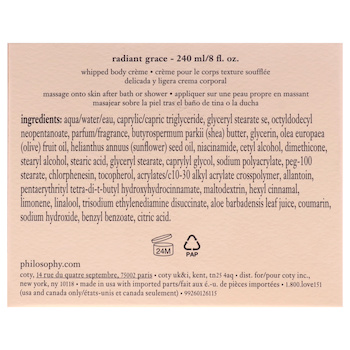 Philosophy Radiant Grace Whipped Body Creme by Philosophy for Women 8 oz Cream 8 oz