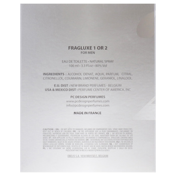 Fragluxe 1 or 2 by Fragluxe for Men 3.3 oz EDT Spray 3.3 oz