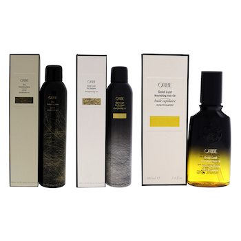 Oribe Gold Lust Dry ShampooTexturizing Spray and Nourishing Hair Oil Kit by Oribe 3 Pc Kit 8.5oz Hairspray , 6oz Shampoo, 3.4 3 Pc Kit