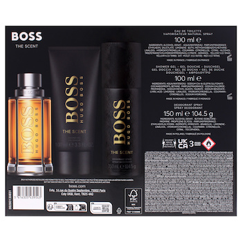 Hugo Boss Boss The Scent by Hugo Boss for Men 3 Pc Gift Set 3.3oz EDT Spray, 3.3oz Shower Gel, 5oz Deodorant Spray 3 Pc Gift Set