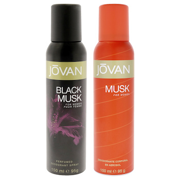 Jovan Jovan Kit by Jovan for Women 2 Pc Kit 5oz Deodorant Spray Musk, 5oz Deodorant Spray Black Musk 2 Pc Kit