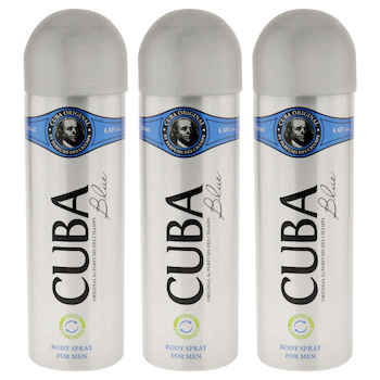 Cuba Cuba Blue by Cuba for Men 6.6 oz Body Spray Pack of 3 6.6 oz