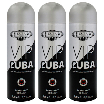 Cuba VIP by Cuba for Men 6.6 oz Body Spray Pack of 3 6.6 oz