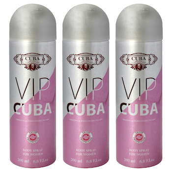 Cuba VIP by Cuba for Women 6.6 oz Body Spray Pack of 3 6.6 oz
