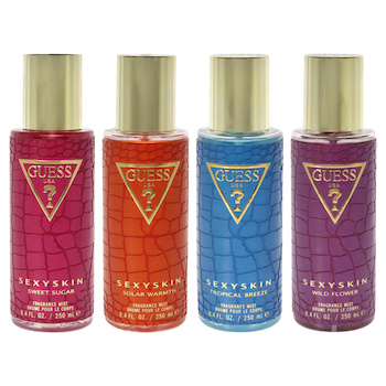 Guess Guess Sexy Skin Kit by Guess for Women 4 Pc Kit 8.4oz Fragrance Mist Solar Warmth, 8.4oz Fragrance Mist Sweet Sugar, 4 Pc Kit