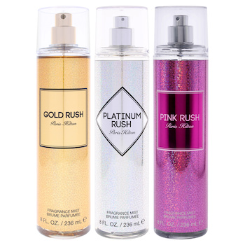 Paris Hilton Paris Hilton Kit by Paris Hilton for Women 3 Pc Kit 8oz Fragrance Mist Pink Rush, 8oz Body Mist Gold Rush, 8oz Fragra 3 Pc Kit