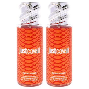 Roberto Cavalli Just Cavalli Hair and Body Mist Daring Amber by Roberto Cavalli for Women 8.4 oz Body Mist Pack of 2 8.4 oz