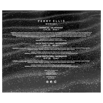 Perry Ellis Midnight by Perry Ellis for Men 3 Pc Gift Set 3.4oz EDT Spray, 0.25oz EDT Spray (Mini), 1.7oz Shower Gel 3 Pc Gift Set