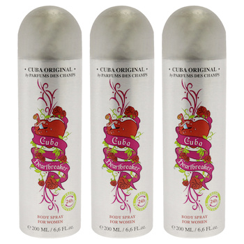 Cuba Cuba Heartbreaker by Cuba for Women 6.6 oz Body Spray Pack of 3 6.6 oz