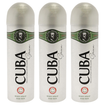 Cuba Cuba Green by Cuba for Men 6.6 oz Body Spray Pack of 3 6.6 oz