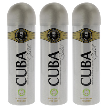 Cuba Cuba Gold by Cuba for Men 6.6 oz Body Spray Pack of 3 6.6 oz