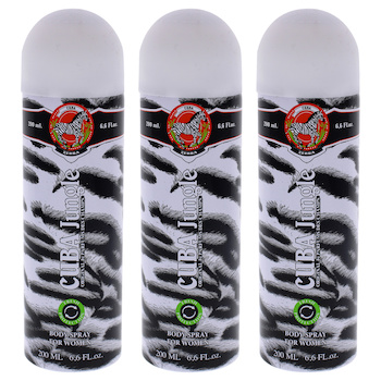 Cuba Cuba Jungle Zebra by Cuba for Women 6.6 oz Body Spray Pack of 3 6.6 oz