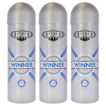 Cuba Cuba Winner by Cuba for Men 6.6 oz Body Spray Pack of 3 6.6 oz