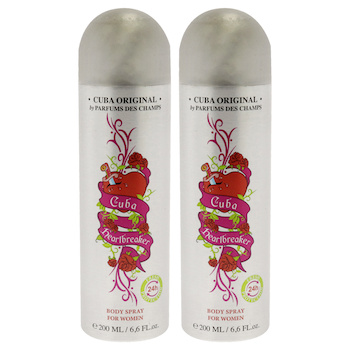 Cuba Cuba Heartbreaker by Cuba for Women 6.6 oz Body Spray Pack of 2 6.6 oz