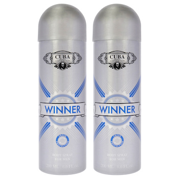 Cuba Cuba Winner by Cuba for Men 6.6 oz Body Spray Pack of 2 6.6 oz