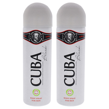 Cuba Cuba Black by Cuba for Men 6.6 oz Body Spray Pack of 2 6.6 oz