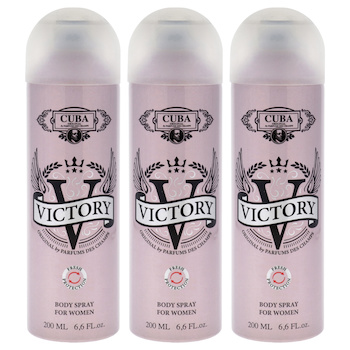Cuba Victory by Cuba for Women 6.6 oz Body Spray Pack of 3 6.6 oz