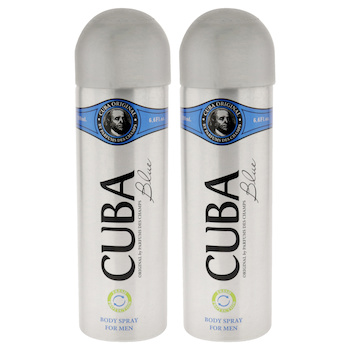 Cuba Cuba Blue by Cuba for Men 6.6 oz Body Spray Pack of 2 6.6 oz