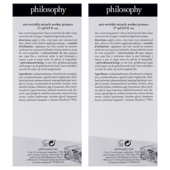 Philosophy AntiWrinkle Miracle Worker Primer Plus LineCorrecting Primer by Philosophy for Women 0.9 oz Primer Pack of 2 0.9 oz