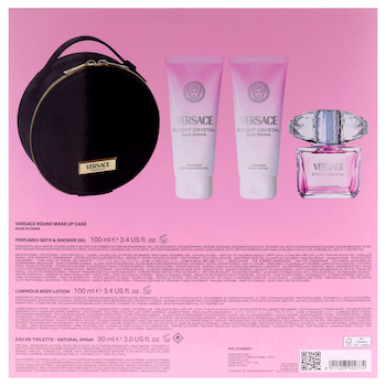 Versace Versace Bright Crystal by Versace for Women 4 Pc Gift Set 3oz EDT Spray, 3.4oz Body Lotion, 3.4oz Shower Gel, Round Mak Fixed Size