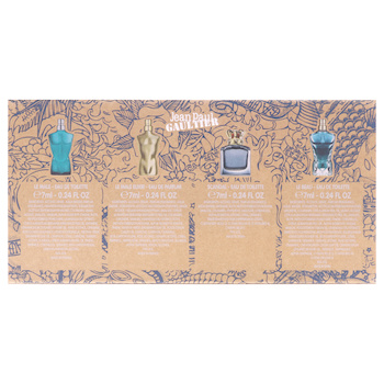 Jean Paul Gaultier Miniatures Set by Jean Paul Gaultier for Men 4 Pc Mini Gift Set 0.24oz Le Male EDT Spray, 0.24 Le Male Elixir EDP Spray Fixed Size