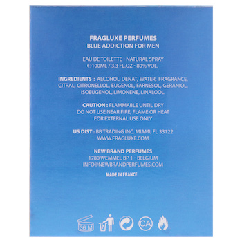 Fragluxe Blue Addiction by Fragluxe for Men 3.3 oz EDT Spray 3.3 oz