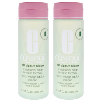Clinique All About Clean Liquid Facial Soap Oily Skin Formula by Clinique for Unisex 6.7 oz Soap Pack of 2 6.7 oz