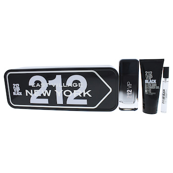 Carolina Herrera 212 Vip Black by Carolina Herrera for Men 3 Pc Gift Set 3.4oz EDP Spray, 3.4oz Bath and Shower Gel, 0.33oz EDP Spray 3 Pc Gift Set