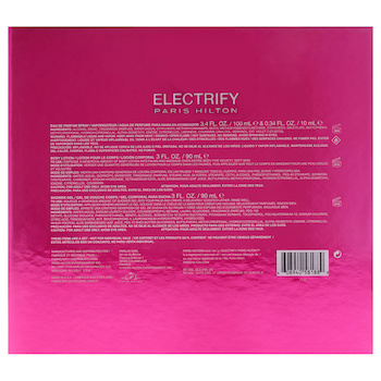 Paris Hilton Electrify by Paris Hilton for Women 4 Pc Gift Set 3.4oz EDP Spray, 0.34oz EDP Spray (Mini), 3oz Bath and Shower Gel, 3o 4 Pc Gift Set