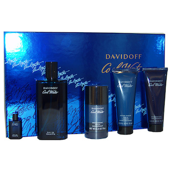 Davidoff Cool Water by Davidoff for Men 5 Pc Gift Set 4.2oz EDT Spray, 5ml EDT Splash (Mini), 2.5oz After Shave Balm, 2.5oz Show 5 Pc Gift Set