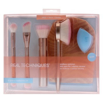 Real Techniques Endless Summer Makeup Brush Set by Real Techniques for Women - 8 Pc Foundation Brush - 209, Highlighter Brush - 413, Set 8