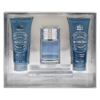 NBR Invincible by New Brand for Men - 4 Pc Gift Set 3.3oz EDT Spray, 0.5oz EDT Spray, 4.3oz After Shave, 4.3oz Shower Gel - 4