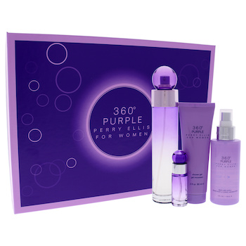 Perry Ellis 360 Purple by Perry Ellis for Women - 4 Pc Gift Set 3.4oz EDP Spray, 0.25oz EDP Spray, 4oz Body Mist, 3oz Shower Gel - # 4