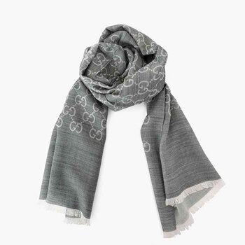 구찌 Gucci GUCCI women's wool silk scarf 165904 3G646 1400- # grey Picture Color