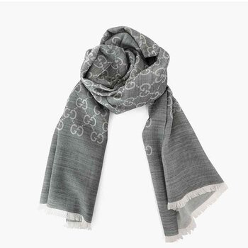 Gucci GUCCI women's wool silk scarf 165904 3G646 1400- # grey Picture Color