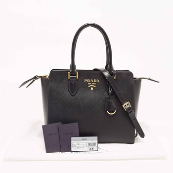 프라다 Prada Prada leather shoulder bag Saffiano Leather Handbag IBA113 with ID Crossbody Bag- # black Picture Color
