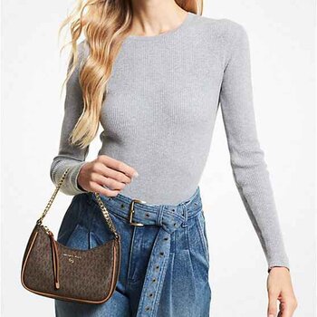 Michael Kors Michael Kors Jet Set charm small logo clutch 32H1GT9C1B BRN ACORN- # BROWN Picture Color