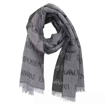 Emporio Armani Emporio Armani 新款滿印logo 圍巾圍脖羊絨絲巾羊毛保暖 625060 CC786 00041 灰色 男女士適合- # Gray Picture Color
