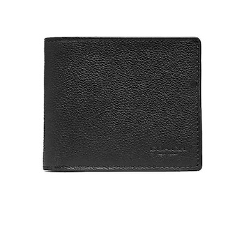 Coach COACH ID Billfold Wallet Pebbled Leather Black 67630 - # Black 
