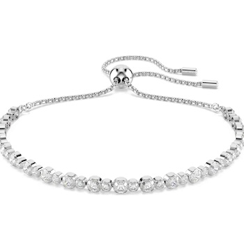 Swarovski Matrix Tennis Bracelet, Mixed Round Cut, White, with White Gold Plated 5677813 - # White White