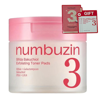 numbuzin No.3 Bifida Bakuchiol Exfoliating Toner Pads 70 PCS Set 1 Box