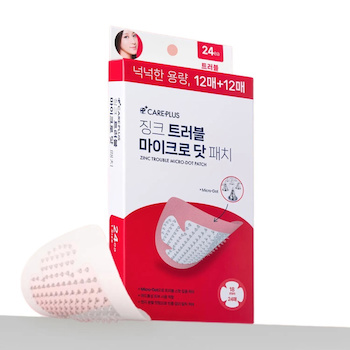 Olive Young CARE PLUS (Red) Acne Treatment, Oil Control, and Dark Spot Fading Microneedle Patches with Zinc Extract and Salicylic Ac 24 Patches