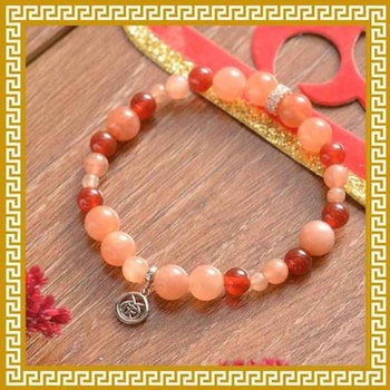 Ji Qing Tang Red Agate Sunstone Bracelet - # Orange 