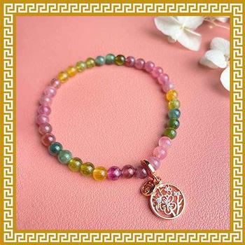 Ji Qing Tang Rainbow Tourmaline Fortune Bracelet (5mm) 14.5-15mm