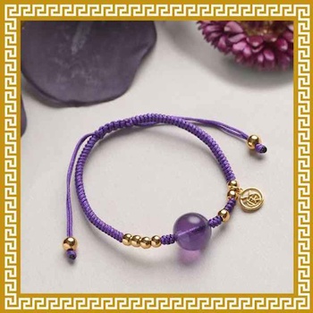 Ji Qing Tang Amethyst Bracelet Vajra Knot of Good Fortune - # Purple Purple