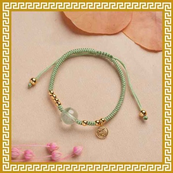 Ji Qing Tang Green Phantom Quartz Bracelet Vajra Knot of Good Fortune - # Green Green