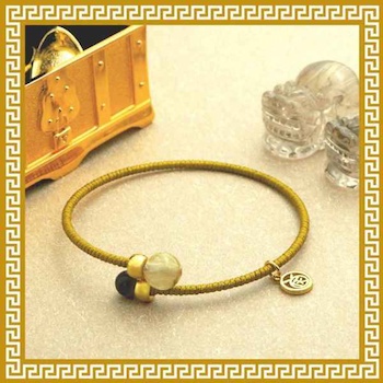 Ji Qing Tang Good Fortune Loop Gold Rutilated Quartz x Tiger Eye Wealth Bangle - # Wealth Wealth
